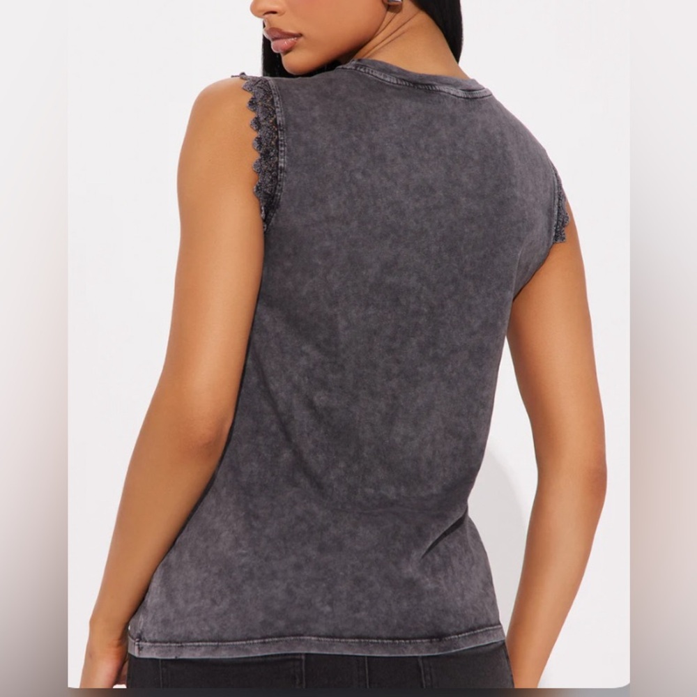 NWT Cowgirls And Dancing Lace Trim Washed Muscle Tank L Large - Picture 4 of 8